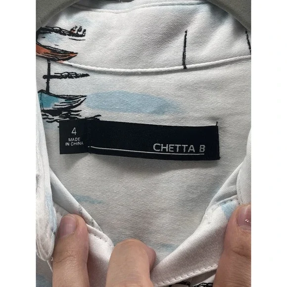 Chetta B Size 4 Dress A-line Button-Front Boat Beach Resort Travel Cruise Vacay - Picture 6 of 11